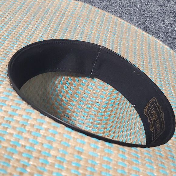 Rodeo King 25X Straw Cowboy Hat Powder Horn Blue Biege Rio Western Hat Barncore - Picture 13 of 13